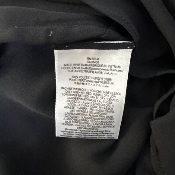 BCBGMAXAZRIA Womens Long Sleeve Draped Black Blouse Size M - Picture 7 of 7